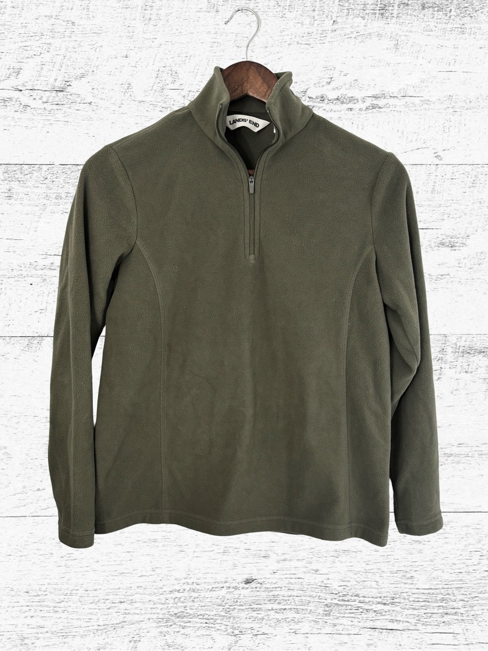 Lands' End Olive Green Women's Quarter-Zip Fleece